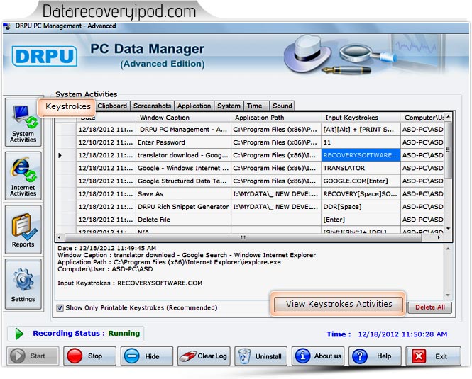 Advance Keylogger Software