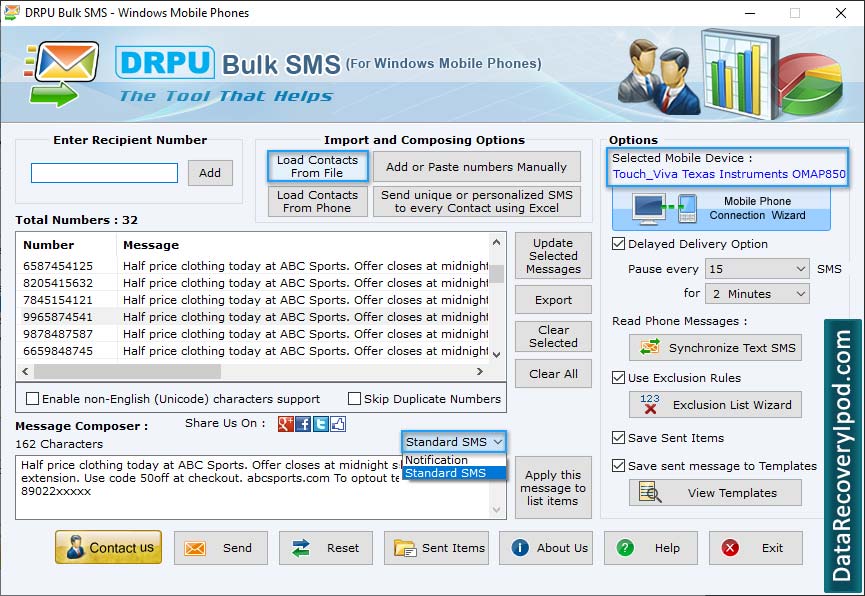 Import and Composing SMS
