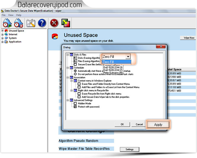 Select Disk Erasing