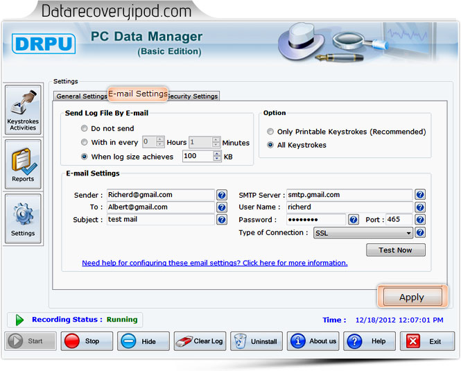 E-mail Settings