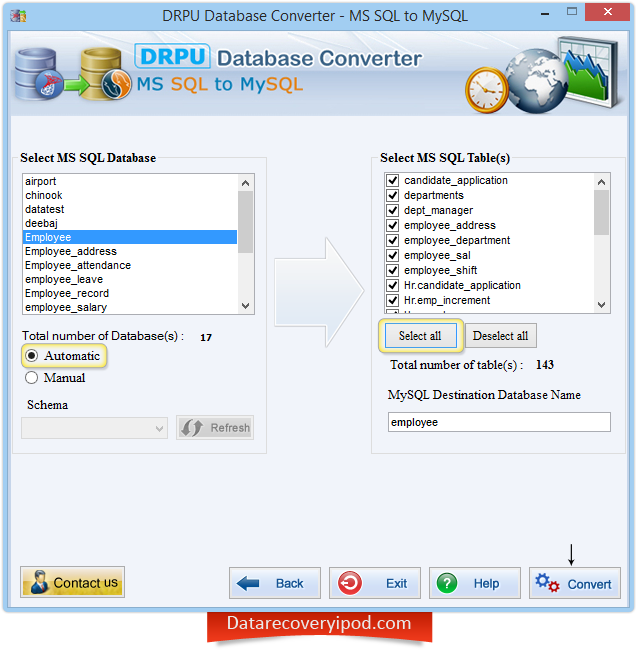 MS SQL to MySQL database converter