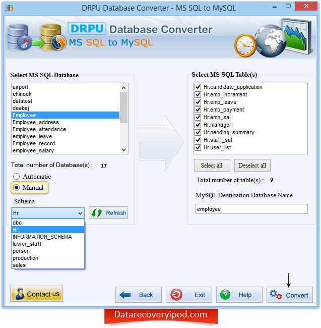 MS SQL to MySQL database converter