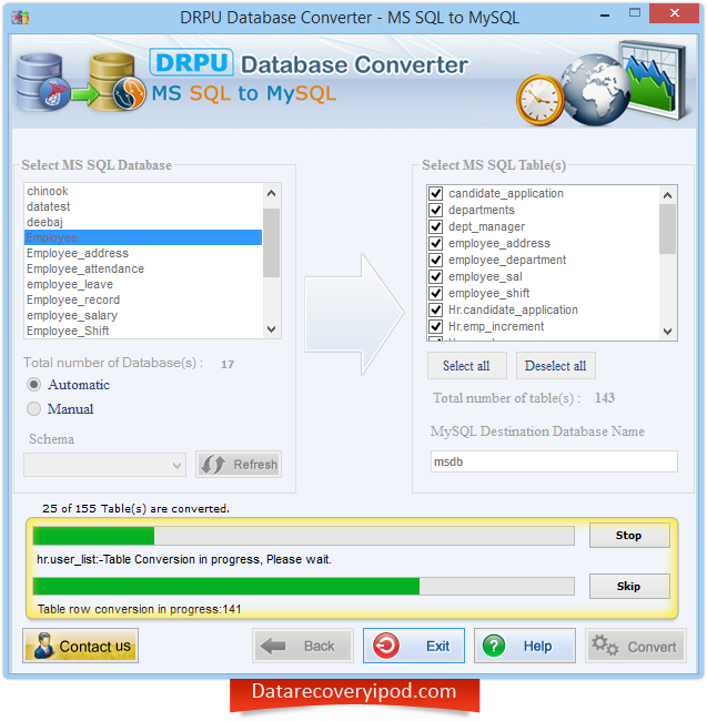 MS SQL to MySQL database converter