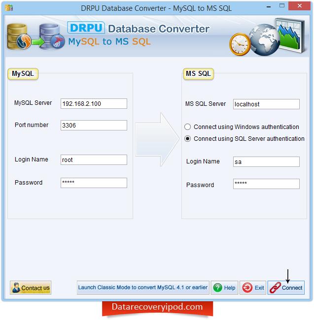 MySQL to MS SQL database converter