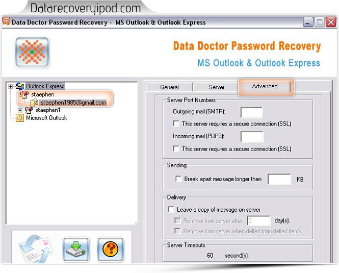 Outlook express password recovery software