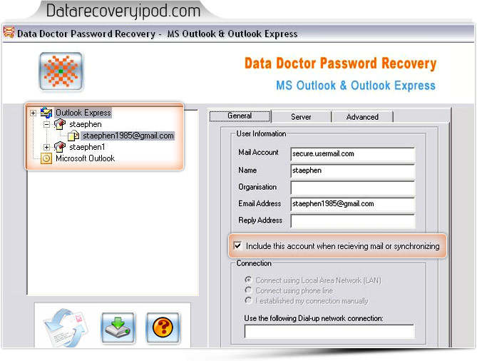 Outlook express password recovery software