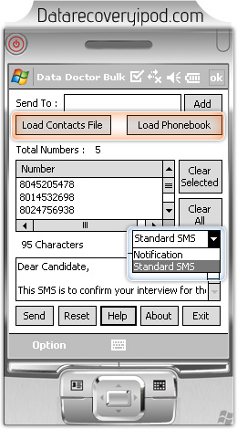 Bulk text messaging Software for Pocket PC