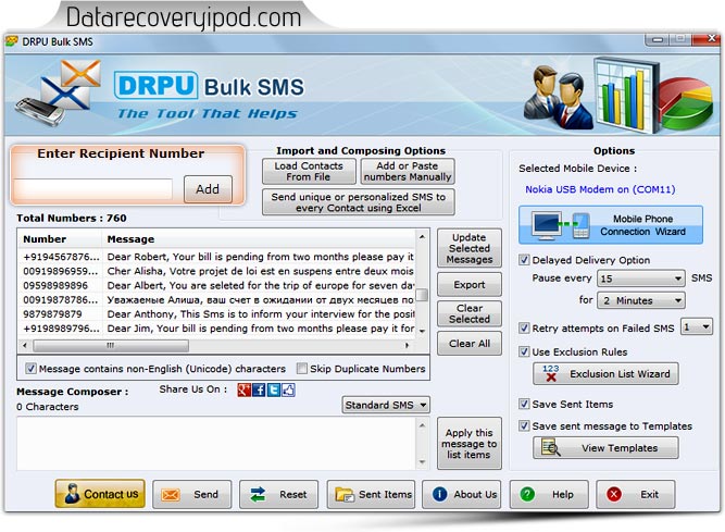 Bulk Text Messaging Software for GSM Mobile Phones