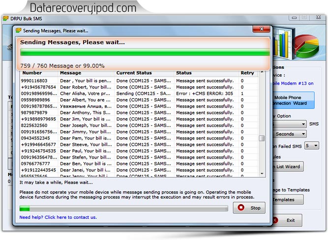Bulk Text Messaging Software for GSM Mobile Phones