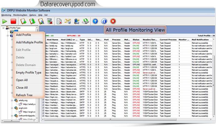 Website monitoring tool